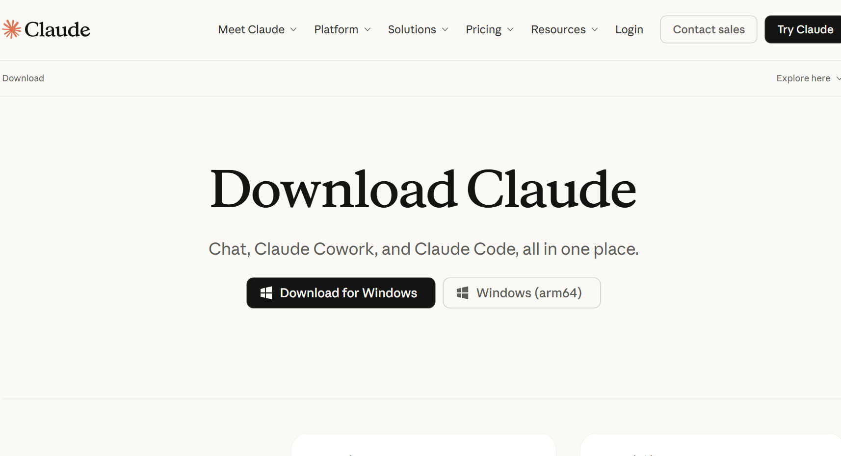 Claude download page