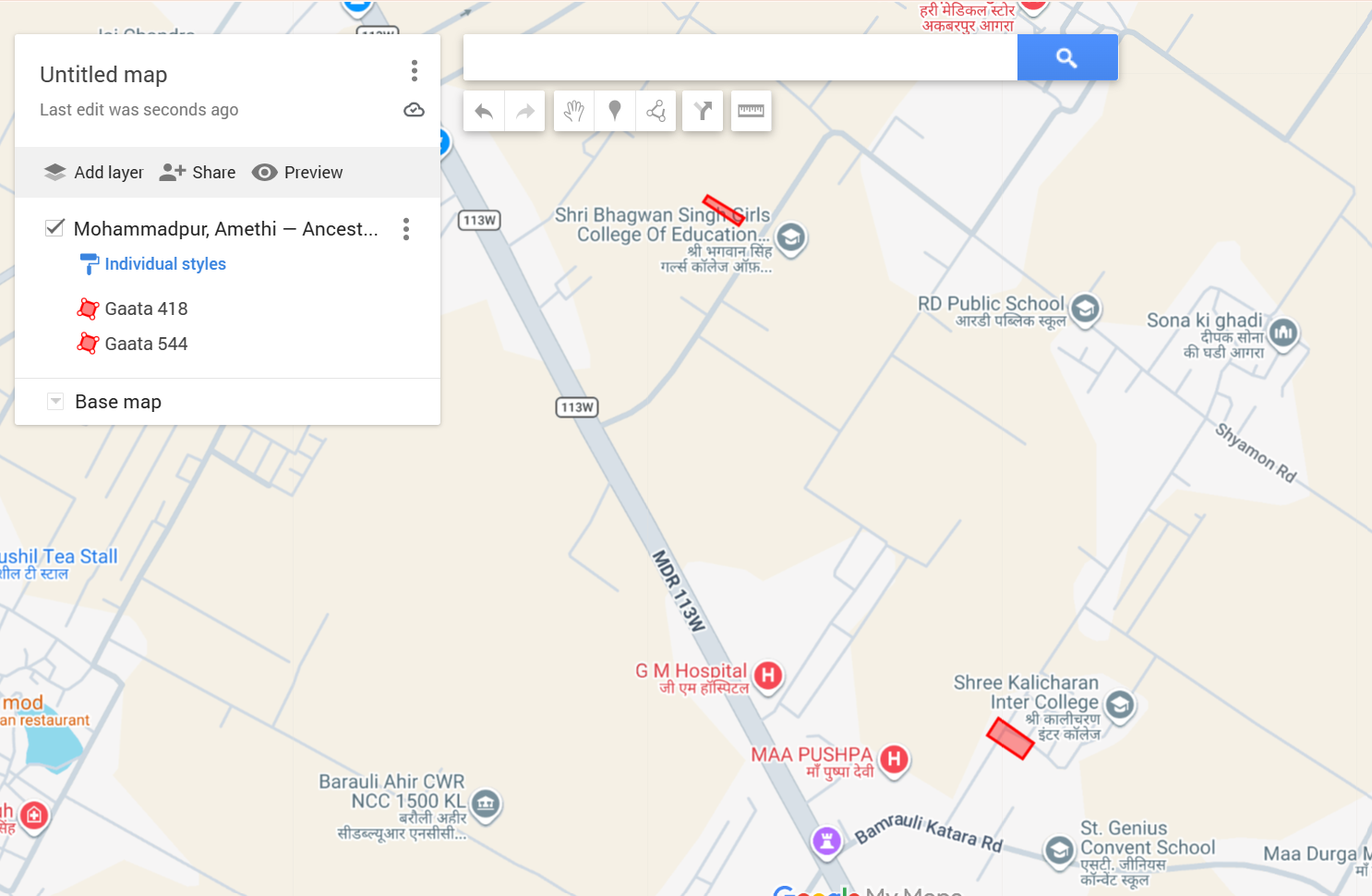 Polygons loaded on map